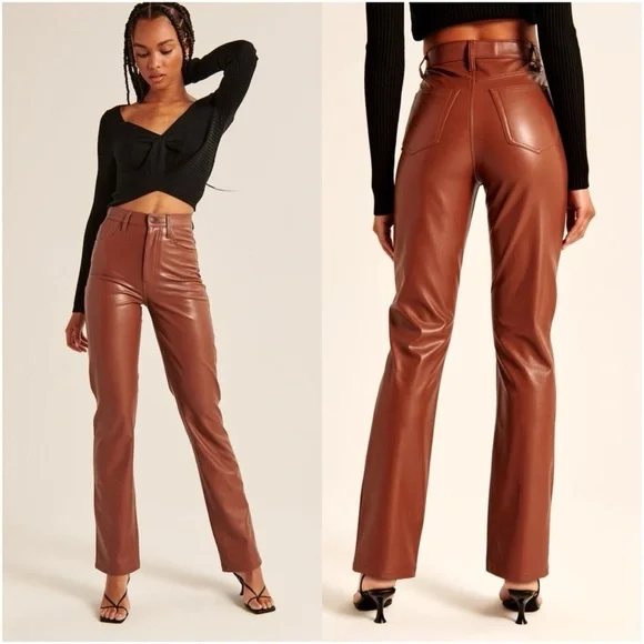 Abercrombie & Fitch Brown Leather Pants - Picture 1 of 2